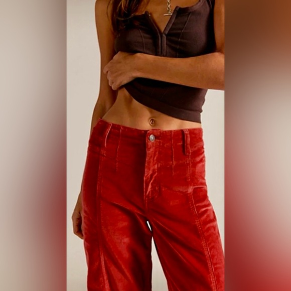 Free People Libre Cord Wide-Leg Pants Chili Oil 28 - Picture 4 of 9